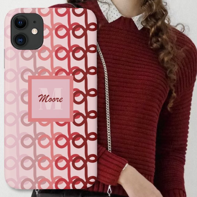 Loopy Lines - Rot bis Rosa Ombre Handy Case (Loopy Lines - Red to Pink Ombre Phone Case by Leapfroglisics Shop)