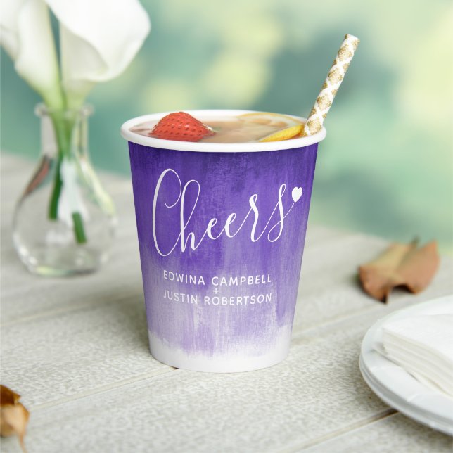 Loose abstrakte Malkunst lila Hochzeit Pappbecher (In Situ)