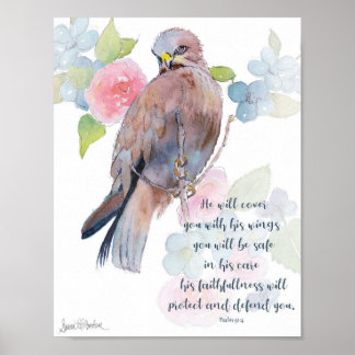Loose Aquarellblauer Schriftzeichen Psalm Poster