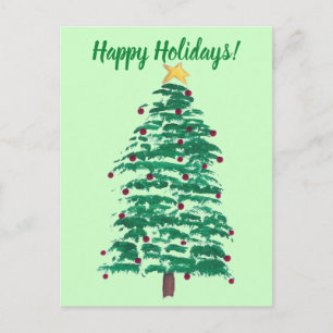 Loose Malerei Weihnachtsbaum Happy Holidays Feiertagspostkarte