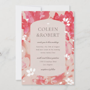Loose Wasserfarbe Rosa Blütenkorallen Hochzeit Einladung