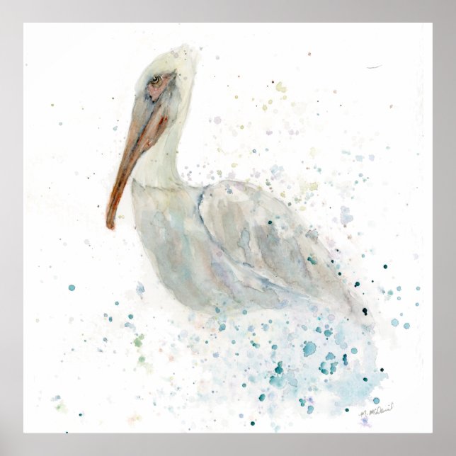 Loose Watercolor Pelican Poster (Vorne)