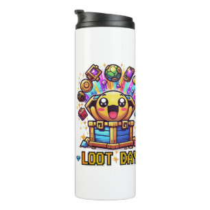 Loot Day Gaming-Schatzkiste Grafik Thermosbecher