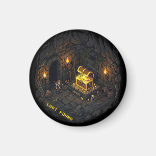 Loot Funden Fantasy Dungeon Pixel Art Design Magnet