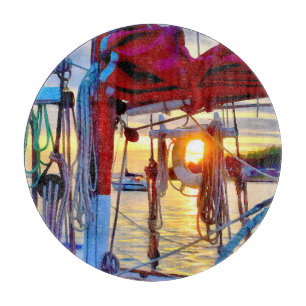 Lopez Island Sunset on Sailboats Cutting Board Schneidebrett
