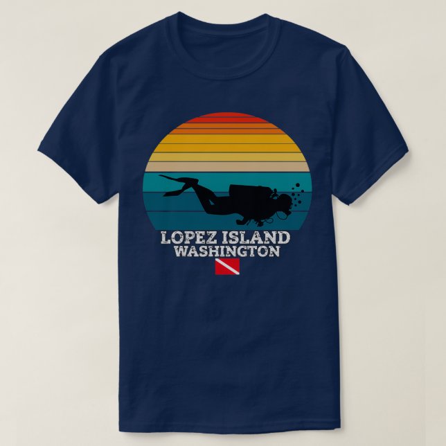 Lopez Island US Island Tauchen T-Shirt (Design vorne)