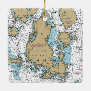 Lopez Island WA Chart Keramikornament