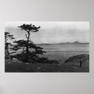 Lopez Island, WA - Rosario Straße und Mt Baker Poster