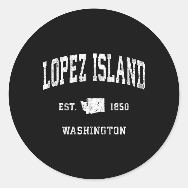 Lopez Island Washington Wa Athletic Sports Runder Aufkleber (Vorderseite)