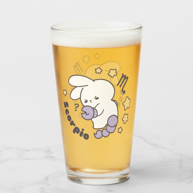 Loppitokki Bunny Embracing Scorpio Zodiac Magic I Glas (Vorne (Gefüllt))