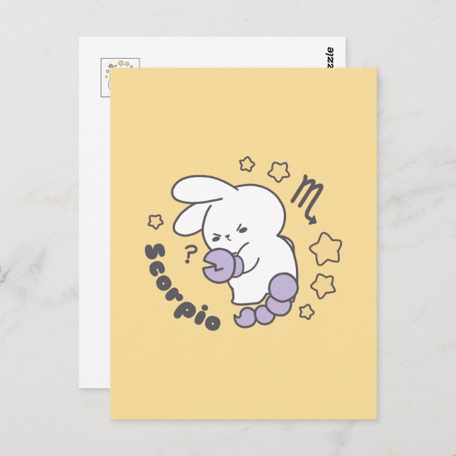 Loppitokki Bunny Embracing Scorpio Zodiac Magic I Postkarte (Vorne/Hinten)