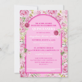loral Rose Pink Quinceanera Invitation Einladung