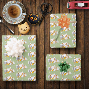 Lorange Katze lustiges Toilettenpapier Grün  Geschenkpapier Set