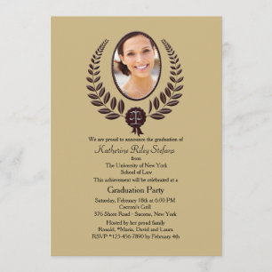 Lorbeer-Blatt-Foto-Abschluss-Einladung Einladung