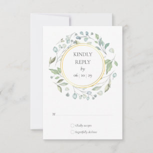Lorbeer-Grün-Wasserfarben-Girlande Hochzeit-RSVP RSVP Karte