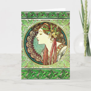 Lorbeer-Gruß-Karte Alphonse Mucha Karte