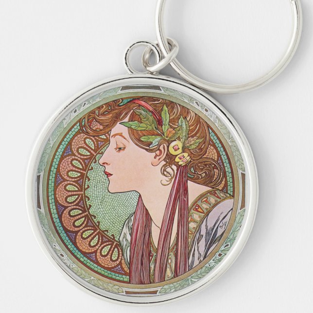 Lorbeer-Kunst Nouveau Alphonse Mucha Schlüsselanhänger (Vorne)