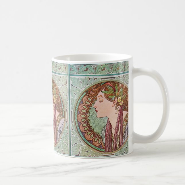 Lorbeer-Kunst Nouveau Kaffee-Tee-Tasse Alphonse Tasse (Rechts)