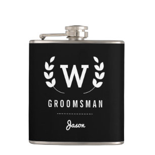 Lorbeer-Monogramm-Trauzeuge Flachmann