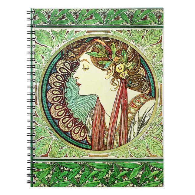 Lorbeer-Notizbuch Alphonse Mucha Notizblock (Vorderseite)