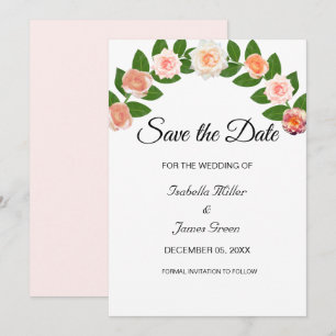 Lorbeer und Rosen Hochzeit Save the Date Einladung