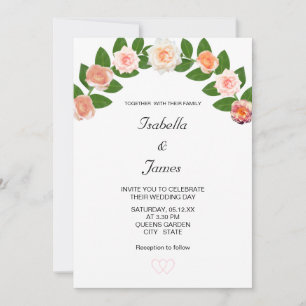 Lorbeer- und Rosenblüten Hochzeit Einladung
