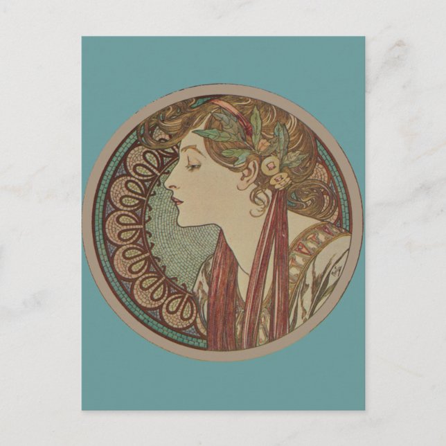 Lorbeer von Alphonse Mucha Postkarte (Vorderseite)