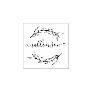Lorbeerblatt-Schriftname Gummistempel