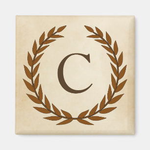 Lorbeerkranz auf Pergament-Monogramm Initial C Magnet