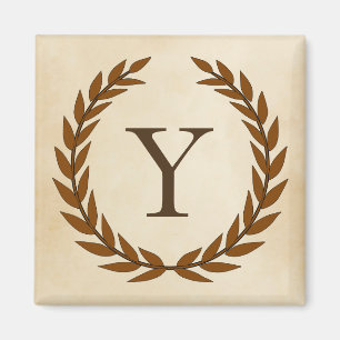 Lorbeerkranz auf Pergament-Monogramm Initial Y Magnet