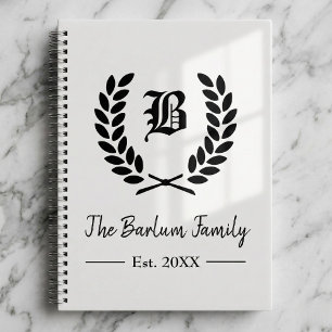 Lorbeerkranz-Familienmonogramm Notizbuch