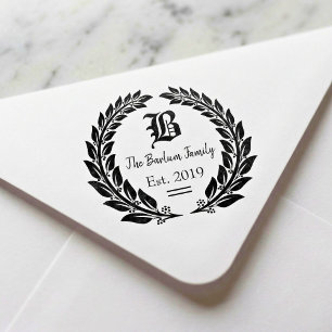 Lorbeerkranz Familienmonogramm Permastempel