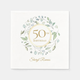 Lorbeerkranz Gold 50. Geburtstag Serviette