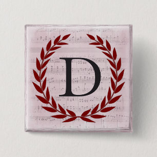Lorbeerkranz Notenblatt Monogramm Anfangsbuchstabe Button