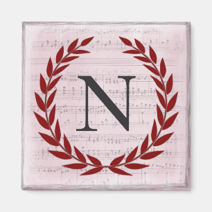Lorbeerkranz Notenblatt Monogramm Anfangsbuchstabe Magnet