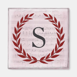 Lorbeerkranz Notenblatt Monogramm Anfangsbuchstabe Magnet