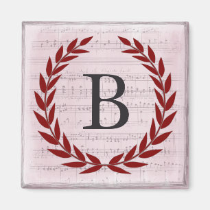 Lorbeerkranz Notenblatt Monogramm Anfangsbuchstabe Magnet