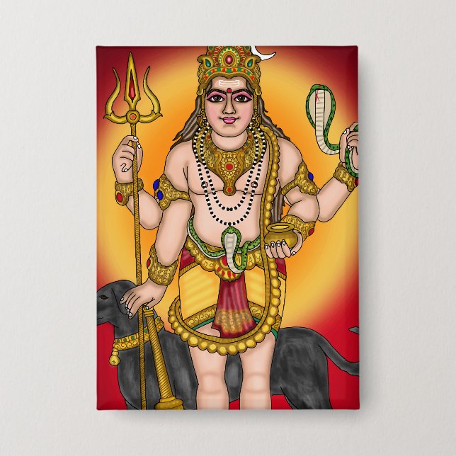 Lord Bhairava Retro Knopf Button (Vorderseite)