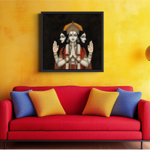 Lord Brahma a Modern Spiritual Portrait Painting Poster