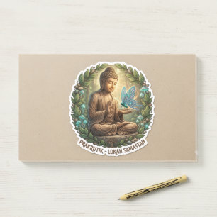 Lord Buddha mit Schmetterling Zen Aufkleber - Frie Post-it Klebezettel