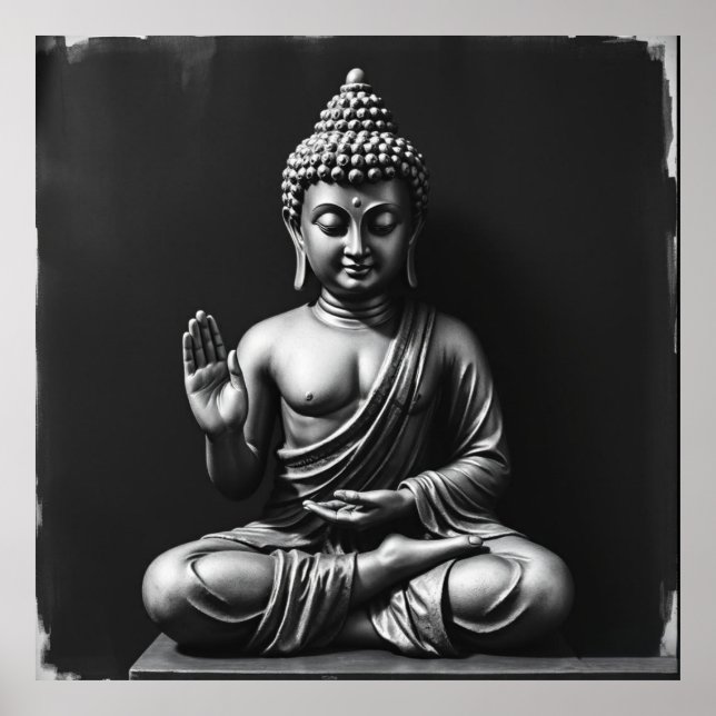 Lord Buddha - Portrait über die Holzkohle Poster (Vorne)