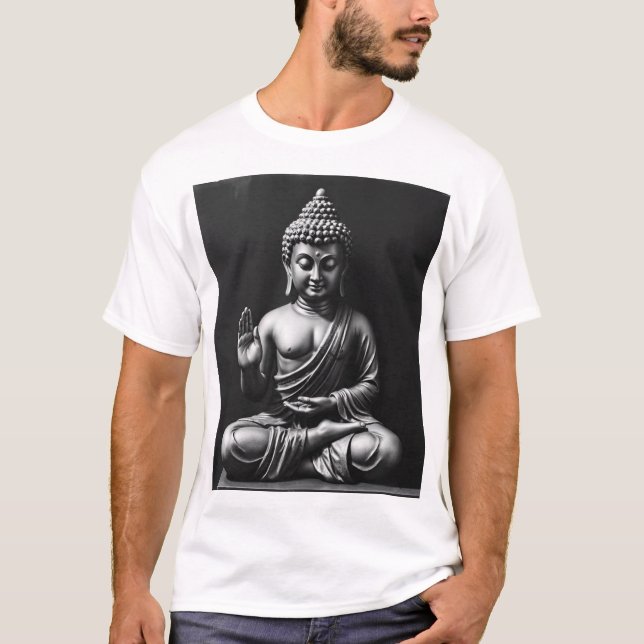 Lord Buddha - Portrait über die Holzkohle T-Shirt (Vorderseite)