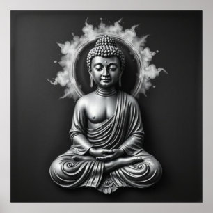 Lord Buddha - Serene Charcoal Art Portrait Poster