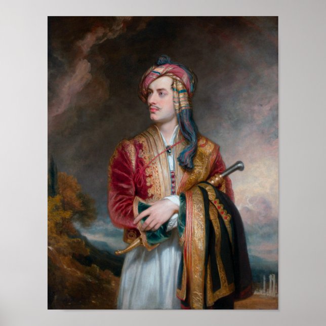 Lord Byron in albanischer Kleidung - 1813 Poster (Vorne)