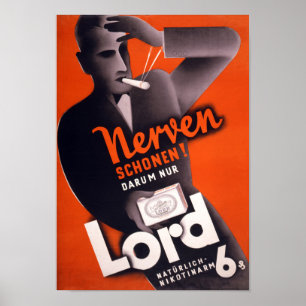 Lord Cigarettes German Vintage Poster wiederherges