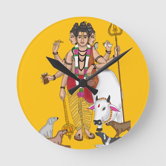 Lord Dattatreya T Runde Wanduhr (Vorderseite)