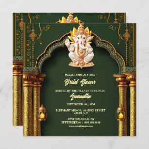 Lord Ganesh green paisley eleganter Arch-Chic Feiertagskarte