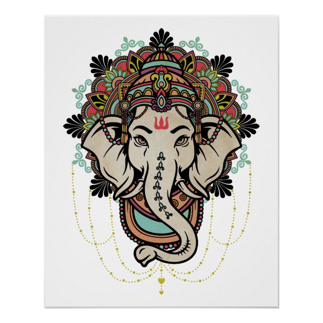Lord Ganesh - hinduistischer Gott neuer Anfänge Poster (Vorderseite)