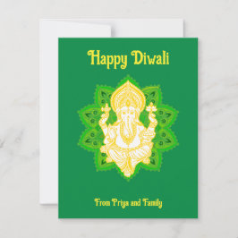 Lord Ganesh Sessings Happy Diwali Green Karte