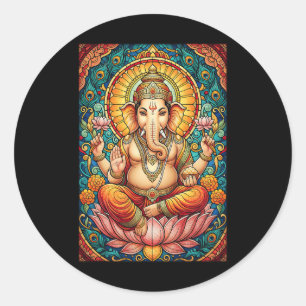 Lord Ganesha Buntglas Hindu Gott Hinduismus  Runder Aufkleber